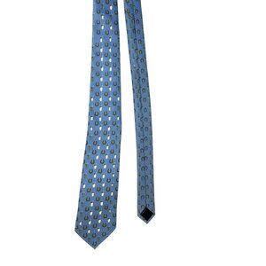 Light Blue Silk Horseshoe & Mint Julep Print Tie By Beaux Tied